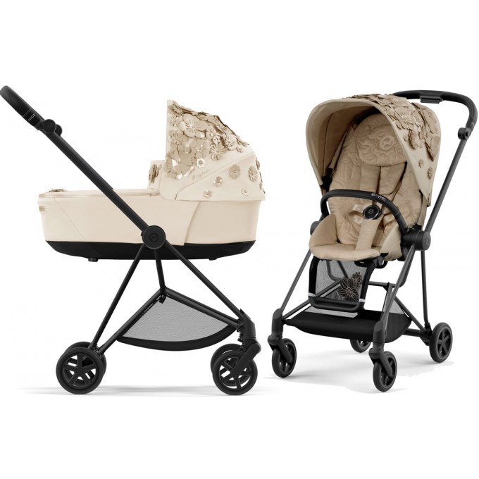 Cybex Mios Simply Flowers Beige 4.0 chassis matt black 2 in 1