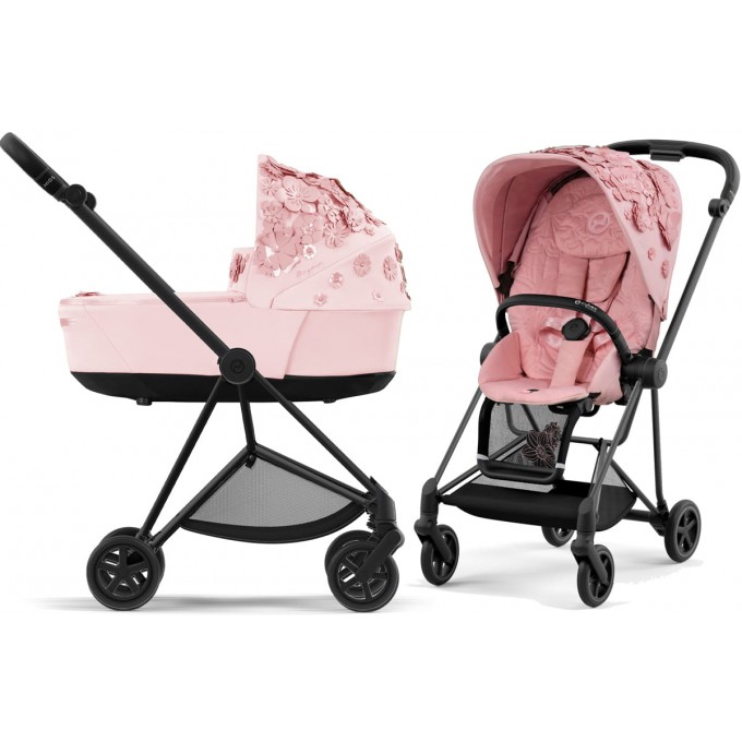 Cybex Mios Simply Flowers Pink 4.0 chassis Matt Black stroller 2 in 1