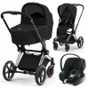 Stroller Cybex Priam 4.0 black 3 in 1 chassis Chrome Black car seat Aton B2