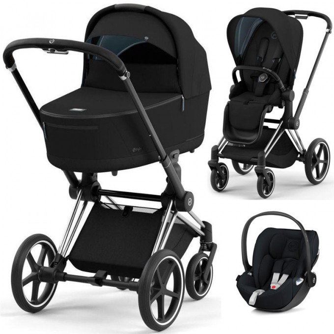 Cybex Priam 3 в 1 Sepia Black шасси Chrome Black 4.0 автокресло Cloud plus