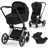 Stroller Cybex Priam 4.0 black 3 in 1 chassis Chrome Black car seat Aton S2