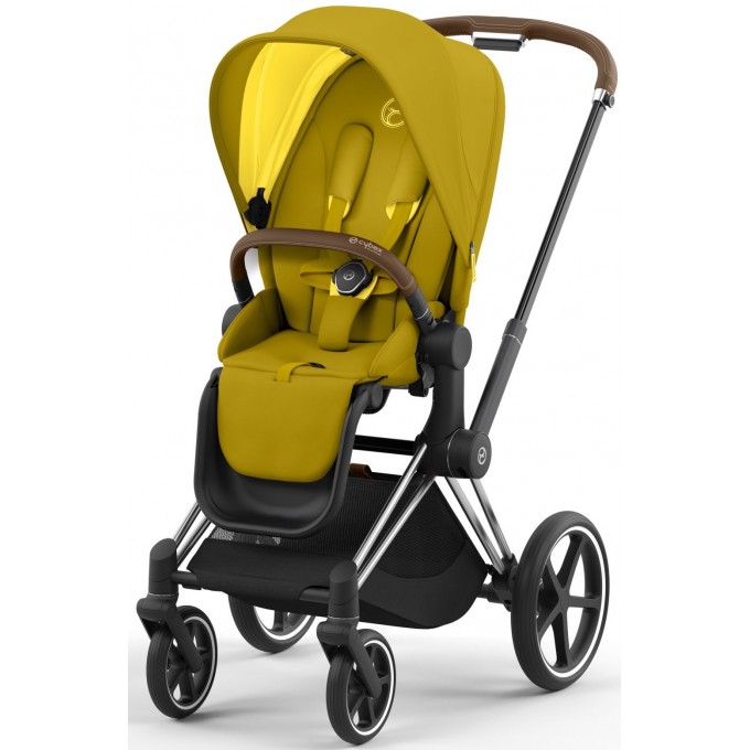 Cybex Priam 4.0 stroller 2 in 1 Mustard Yellow chassis Chrome Brown