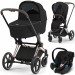 Cybex Priam 4.0 stroller 3 in 1 Deep Black chassis Chrome Black car seat Aton