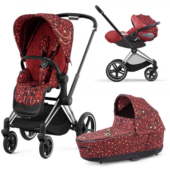 Коляска Cybex Priam 3 в 1 Rockstar by Alec Voelkel шасси Chrome Black 4.0