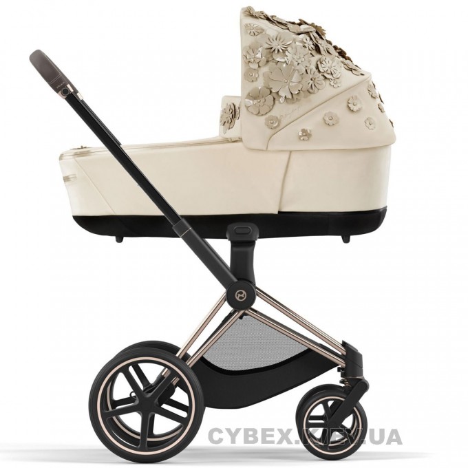 Stroller Cybex Priam 4.0 carrycot Simply Flowers Beige + chassis Rosegold