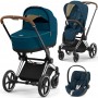 Cybex Priam 4.0 коляска 3 в 1 Mountain Blue шасси Chrome Brown