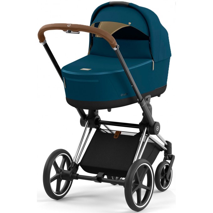 Cybex Priam 4.0 stroller 3 in 1 Mountain Blue chassis Chrome Brown
