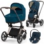 Cybex Priam 4.0 коляска 3 в 1 Mountain Blue шасси Rosegold