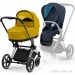 Cybex Priam 4.0 stroller 2 in 1 carrycot Mustard Yellow walk Plus Midnight Blue chassis Chrome Black