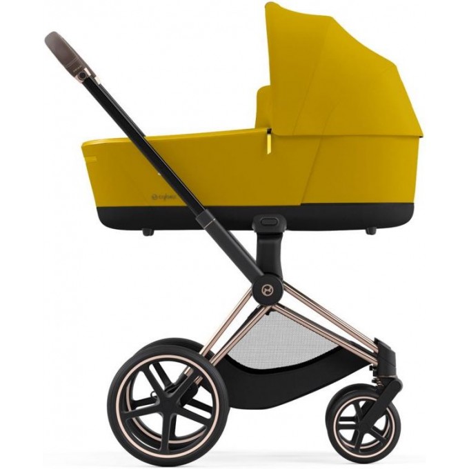 Stroller Cybex e-Priam 4.0 2 in 1 Mustard Yellow chassis Rosegold