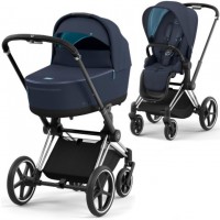 Cybex Priam 4.0 stroller 2 in 1 carrycot Nautical Blue walk Plus Midnight Blue chassis Chrome Black