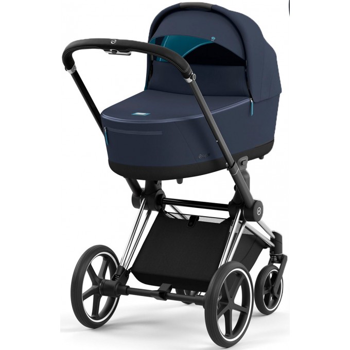 Cybex Priam 4.0 stroller 3 in 1 carrycot Nautical Blue walk Plus Midnight Blue chassis Chrome Black