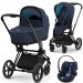 Cybex Priam 4.0 коляска 3 в 1 люлька Nautical Blue прогулянка Plus Midnight Blue шасі Matt Black