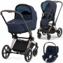 Cybex Priam 4.0 stroller 3 in 1 Nautical Blue chassis Rosegold