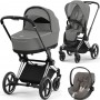 Cybex Priam 4.0 коляска 3 в 1 Soho Grey шасси Chrome Black