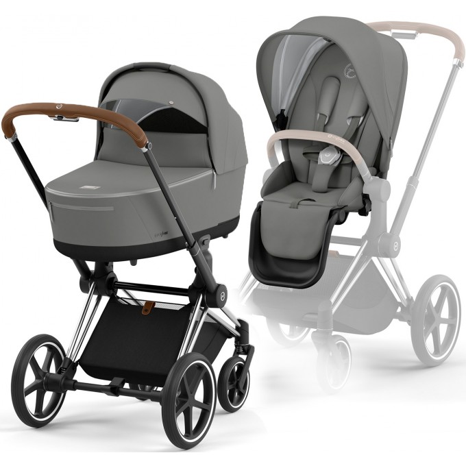 Cybex Priam 4.0 stroller 2 in 1 Soho Grey chassis Chrome Brown