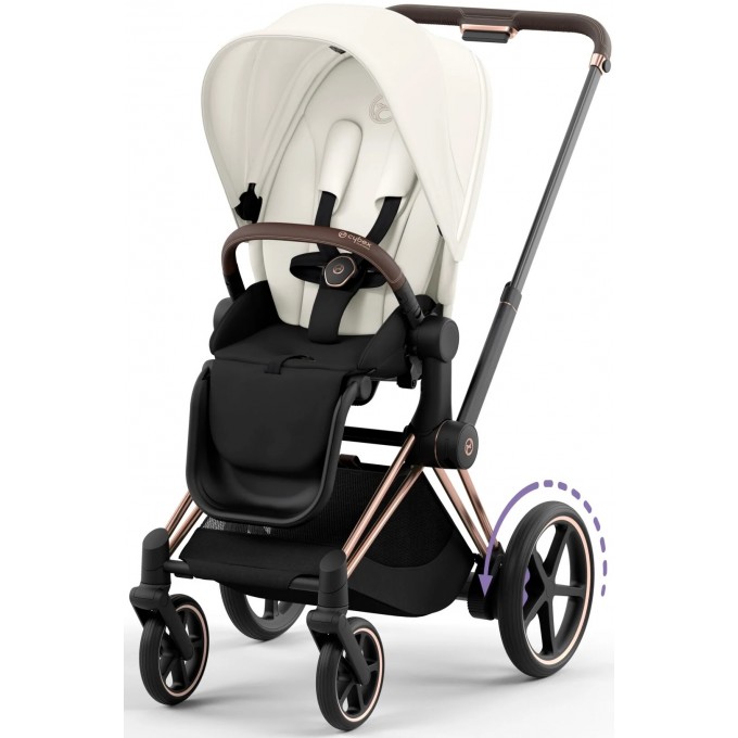 Коляска Cybex e-Priam 2 в 1 Off White шасси Rosegold