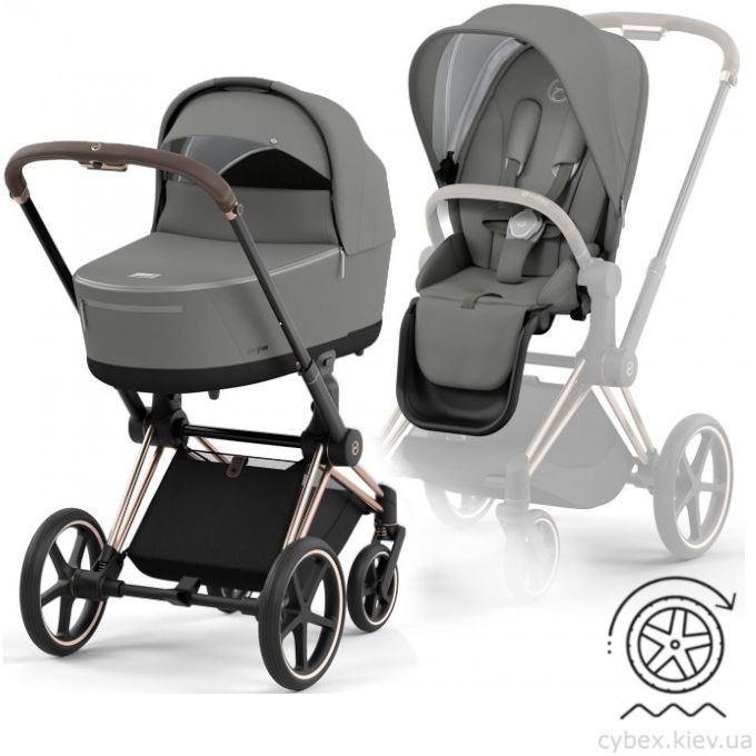 Коляска Cybex e-Priam 2 в 1 Mirage Grey шасі Rosegold