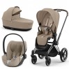 Cybex Priam 4.0 коляска 3 в 1 Cozy Beige шасси Chrome Brown