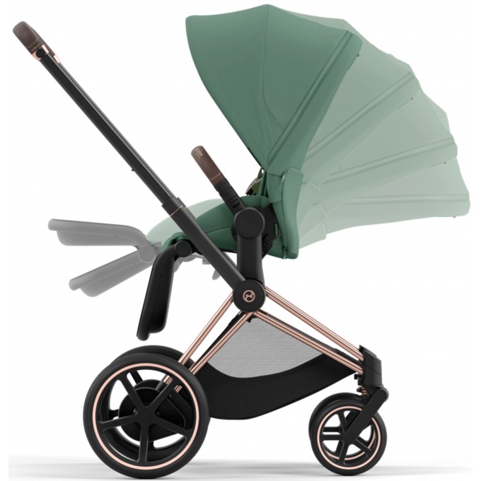 Stroller Cybex e-Priam 2 in 1 Leaf Green chassis Rosegold