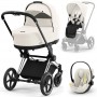 Cybex Priam 4.0 off white 3 в 1 шасси Chrome Black автокресло Seashell Beige