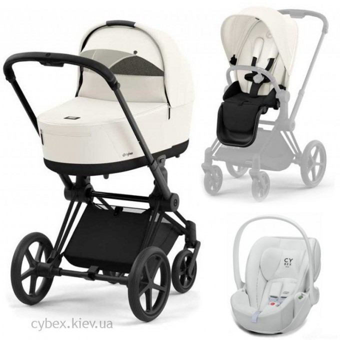 Cybex Priam 3 в 1 Off White шасі Matt Black 4.0 автокрісло Cloud T i-Size White
