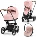 Cybex Priam 4.0 stroller 3 in 1 Peach Pink chassis Chrome Brown