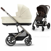 Коляска Cybex Balios S Lux Taupe 2 в 1 Chocolate Brown люлька Seashell Beige