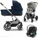 Cybex Balios S Lux 3 in 1 stroller Stone Grey carrycot Ocean Blue car seat Aton B2 i-Size Volcano Black