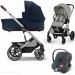 Cybex Balios S Lux 3 in 1 stroller Stone Grey carrycot Ocean Blue car seat Aton B2 i-Size Steel Grey