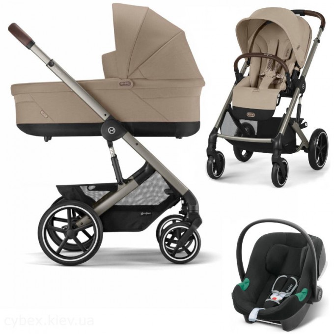 Stroller Cybex Balios S Lux 3 in 1 Almond Beige car seat Aton B2 i-Size Volcano Black