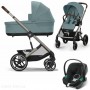 Cybex Balios S Lux 3 in 1 stroller Stormy Blue car seat Aton B2 i-Size Volcano Black
