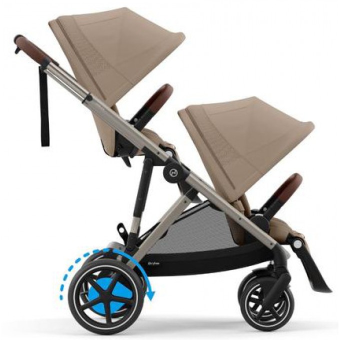 Коляска для двойни Cybex e-Gazelle S Almond Beige с электроприводом