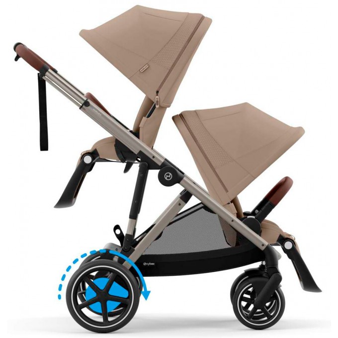 Коляска для двійні Cybex e-Gazelle S 2 в 1 Almond Beige з електроприводом