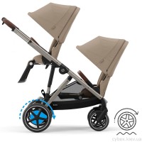 Коляска для двойни Cybex e-Gazelle S Almond Beige с электроприводом