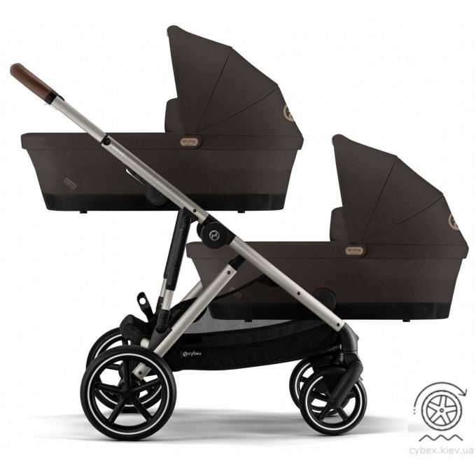 Коляска для двійні Cybex e-Gazelle S 2 в 1 Chocolate Brown з електроприводом