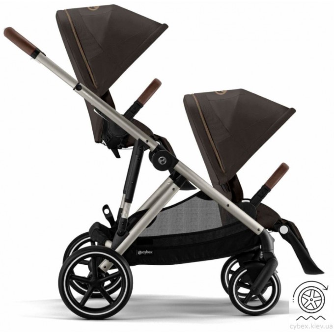 Коляска для двійні Cybex e-Gazelle S 2 в 1 Chocolate Brown з електроприводом