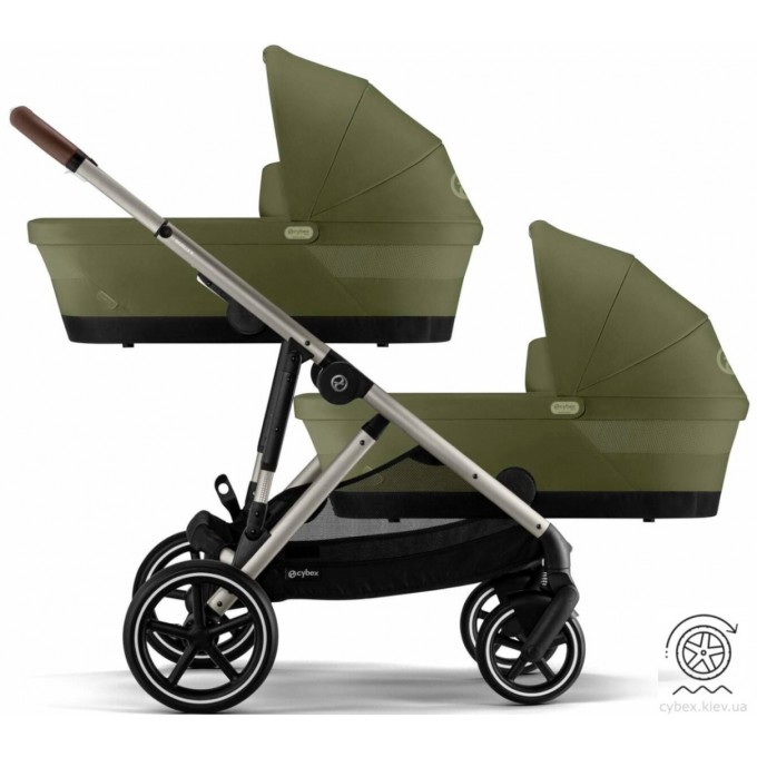 Коляска для двійні Cybex e-Gazelle S Moss Green 2в1 з електроприводом