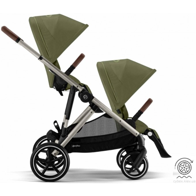 Коляска для двійні Cybex e-Gazelle S Moss Green 2в1 з електроприводом