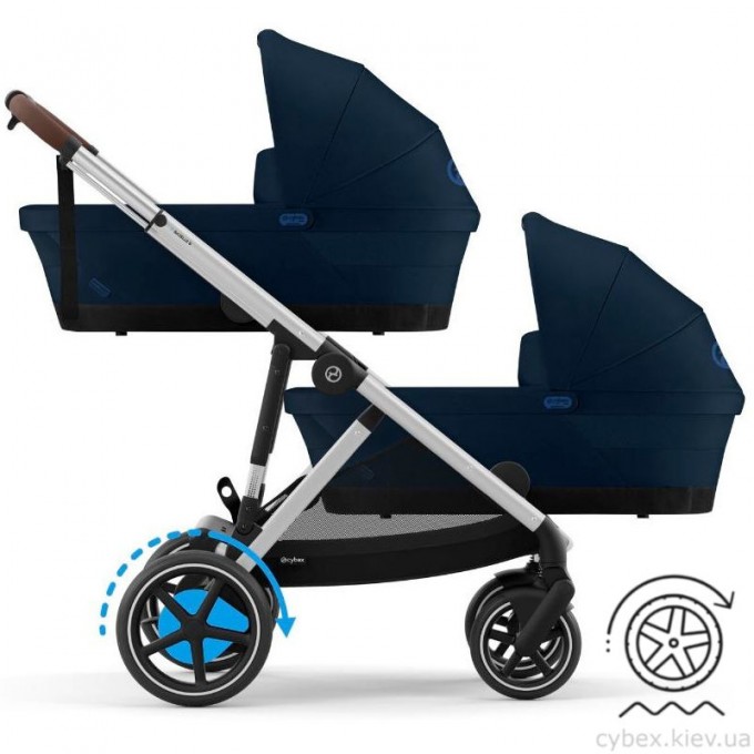 Коляска для двійні Cybex e-Gazelle S 2 в 1 Ocean Blue з електроприводом