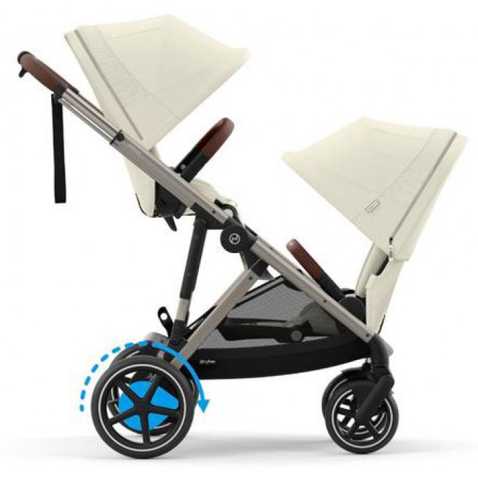 Stroller for twins Cybex e-Gazelle S 2 in 1 Seashell Beige with electric drive