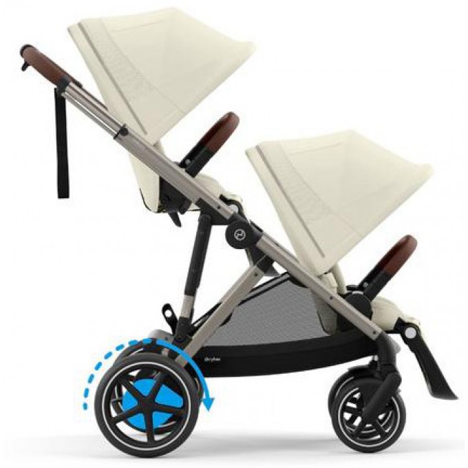 Коляска для двойни Cybex e-Gazelle S Seashell Beige с электроприводом