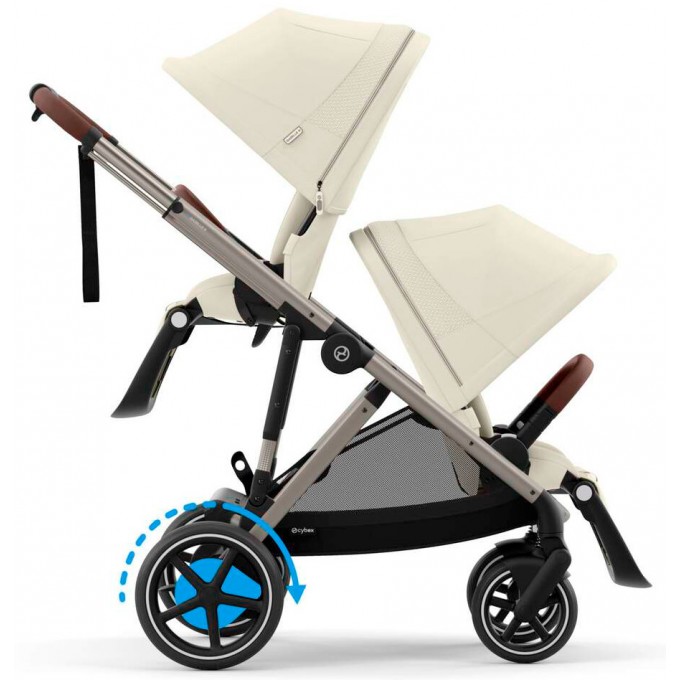 Stroller for twins Cybex e-Gazelle S 2 in 1 Seashell Beige with electric drive