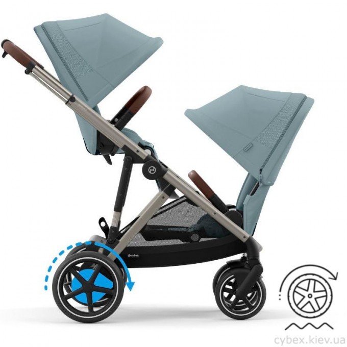 Коляска для двійні Cybex e-Gazelle S Stormy Blue з електроприводом