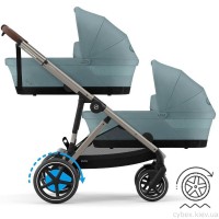 Коляска для двійні Cybex e-Gazelle S 2 в 1 Stormy Blue з електроприводом