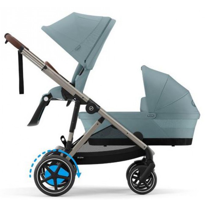 Коляска для двійні Cybex e-Gazelle S 2 в 1 Stormy Blue з електроприводом