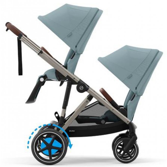 Коляска для двійні Cybex e-Gazelle S 2 в 1 Stormy Blue з електроприводом