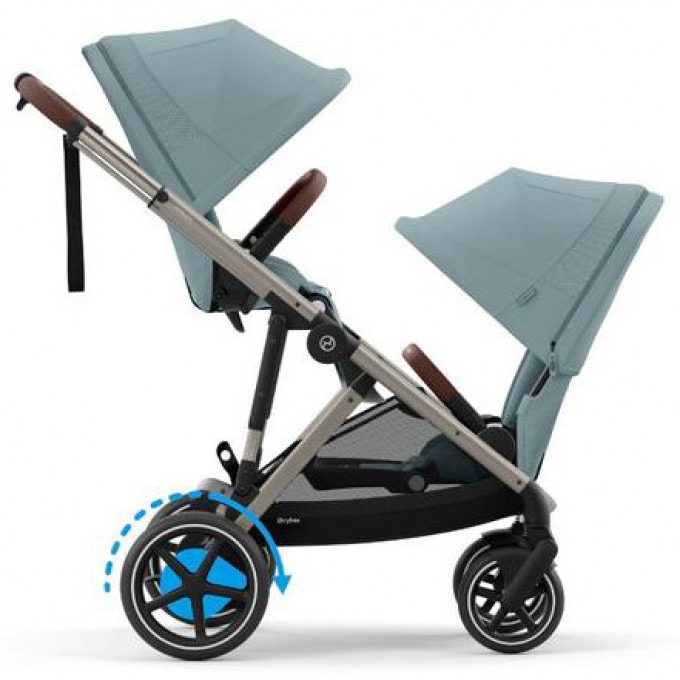 Коляска для двійні Cybex e-Gazelle S Stormy Blue з електроприводом