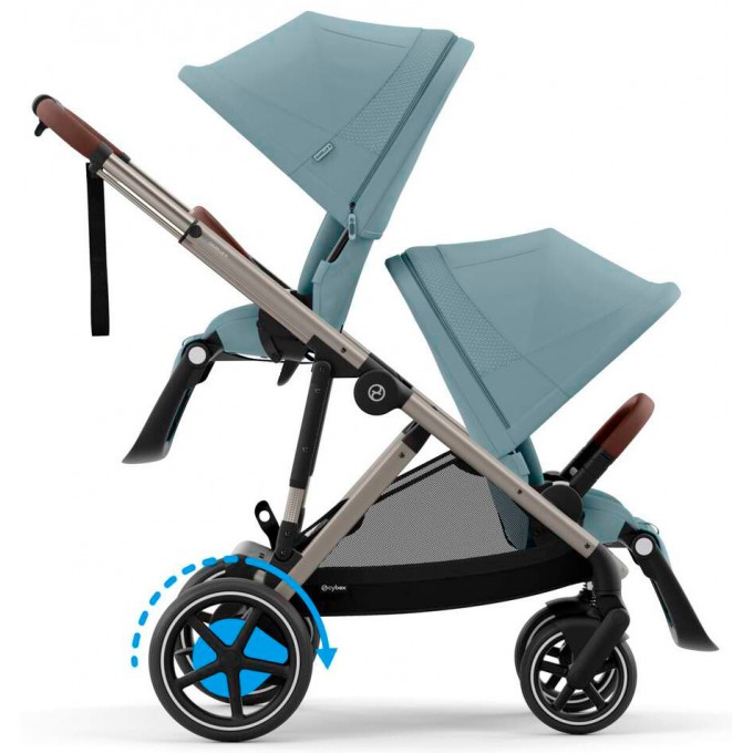 Коляска для двійні Cybex e-Gazelle S 2 в 1 Stormy Blue з електроприводом