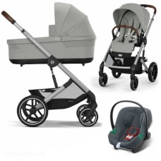 Cybex Balios S Lux 3 in 1 stroller Stone Grey car seat Aton B2 i-Size steel grey